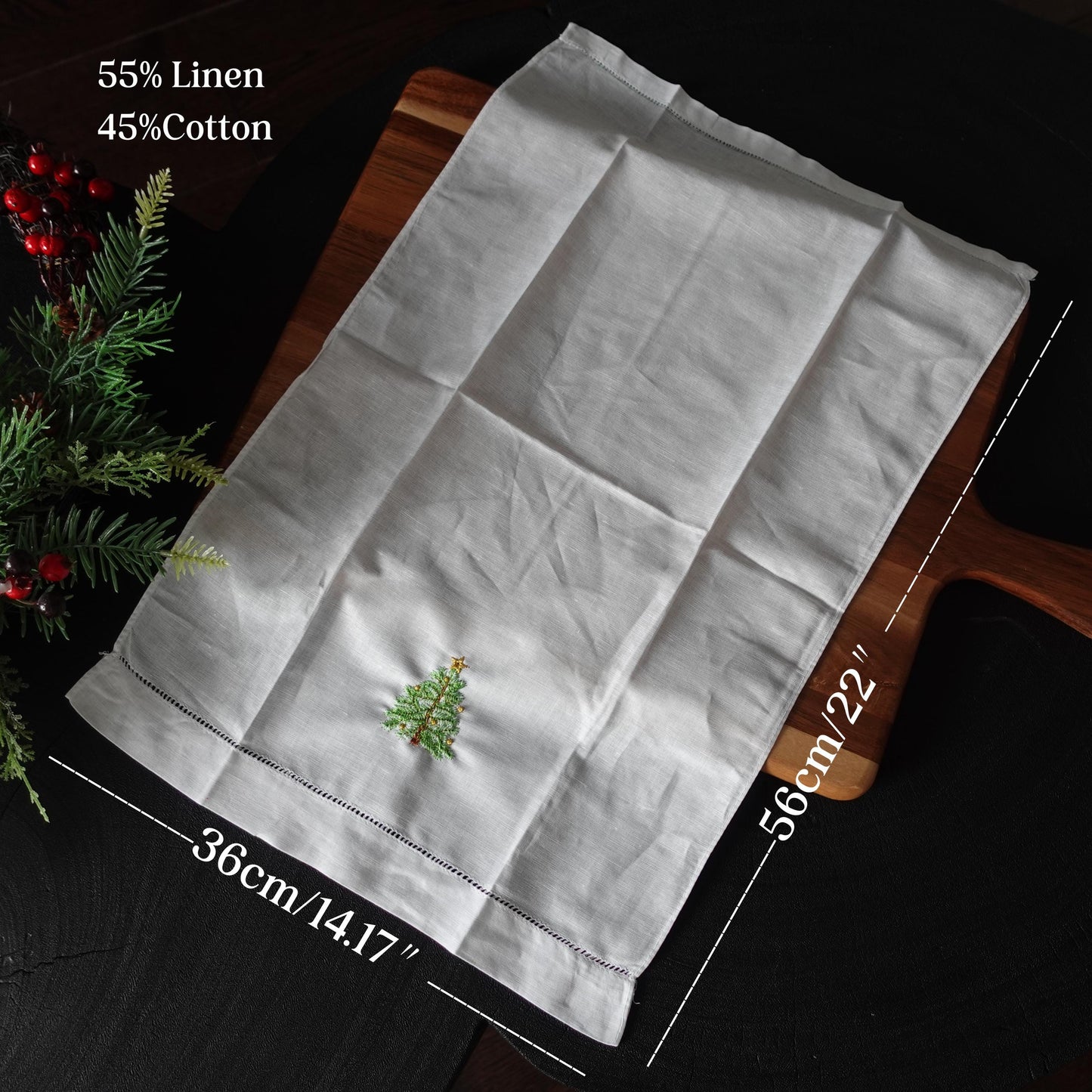 Christmas Tree Embroidered Hand Towel