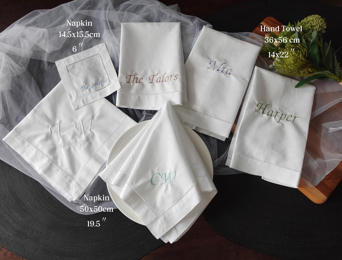 6x6″ Personalized Embroidered Cocktail Napkins