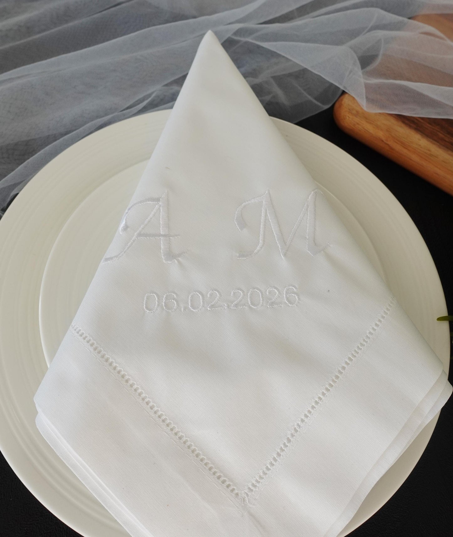 20x20" Monogram Embroidered Wedding Napkin