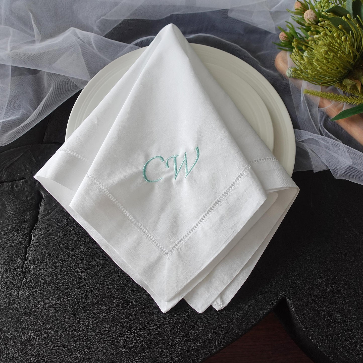 20x20" Monogram Embroidered Wedding Napkin