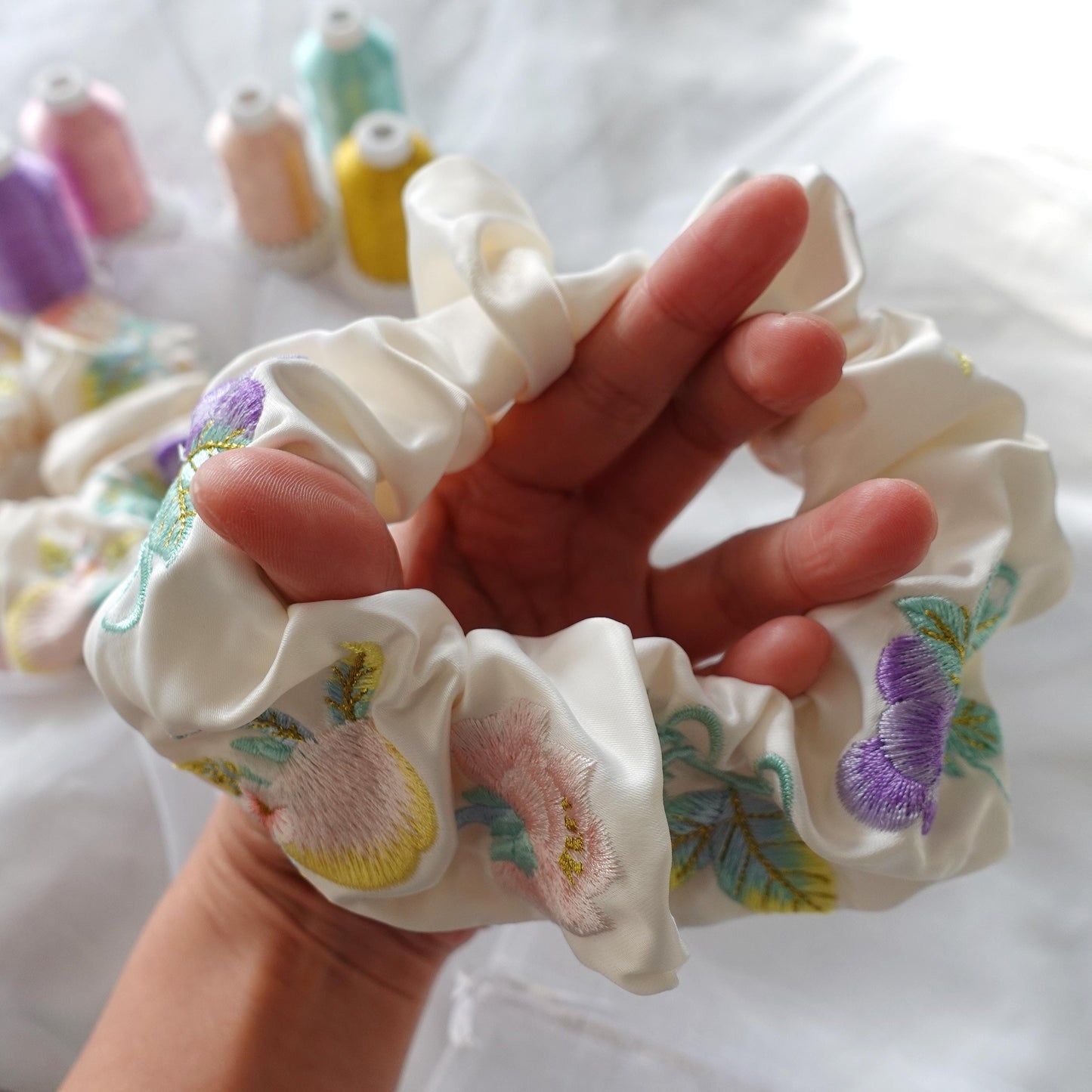 Embroidered Hair Scrunchie