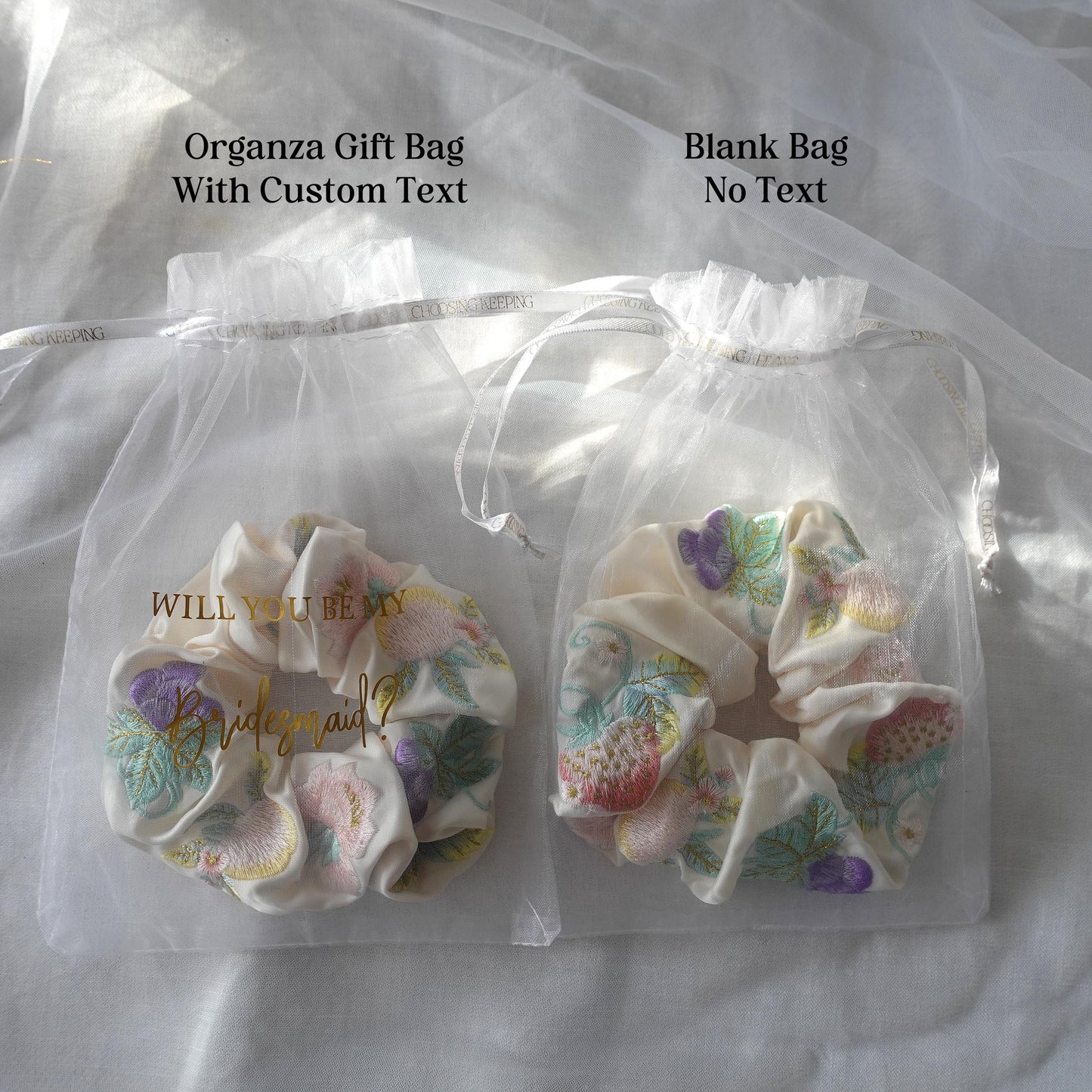 Embroidered Hair Scrunchie