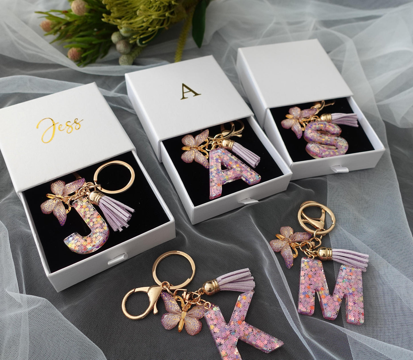 Custom Handmade Resin Letter Keychain