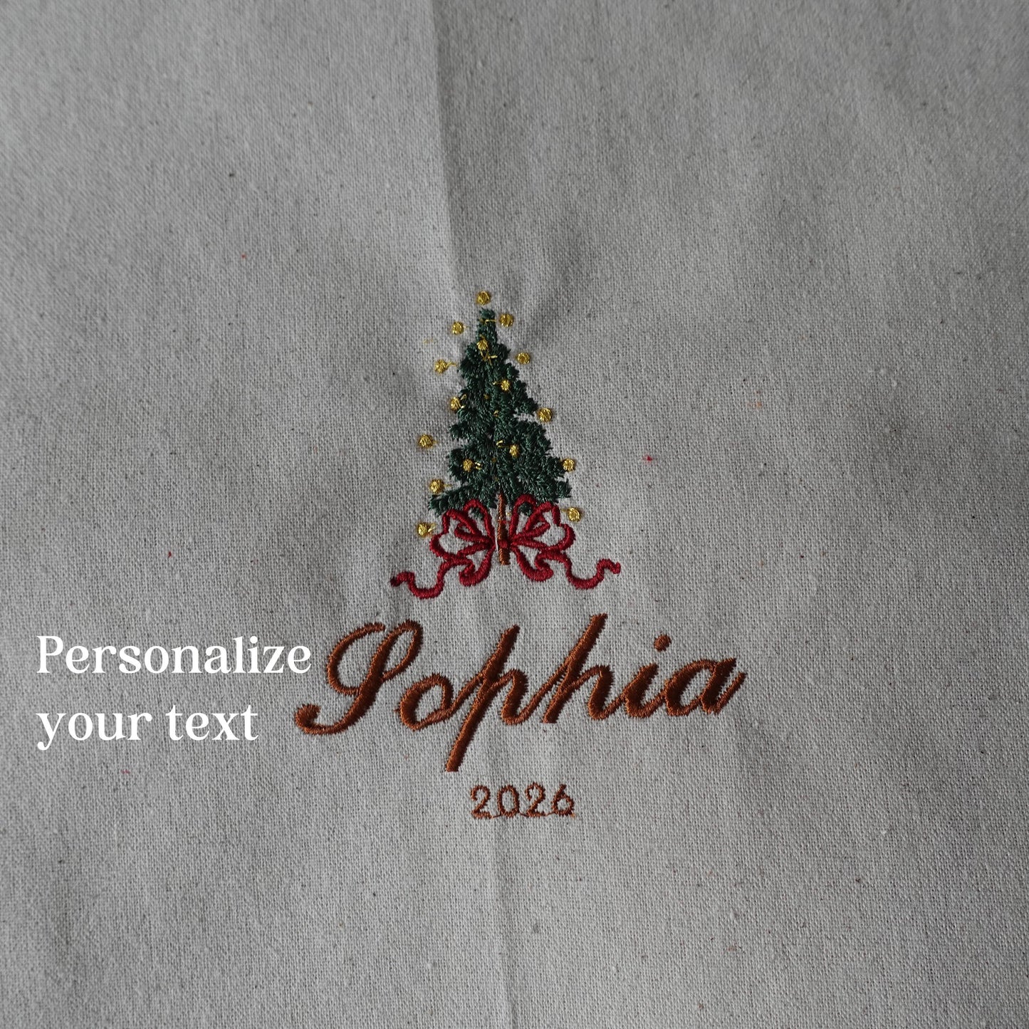 Personalized Embroidery Christmas Tea Towel