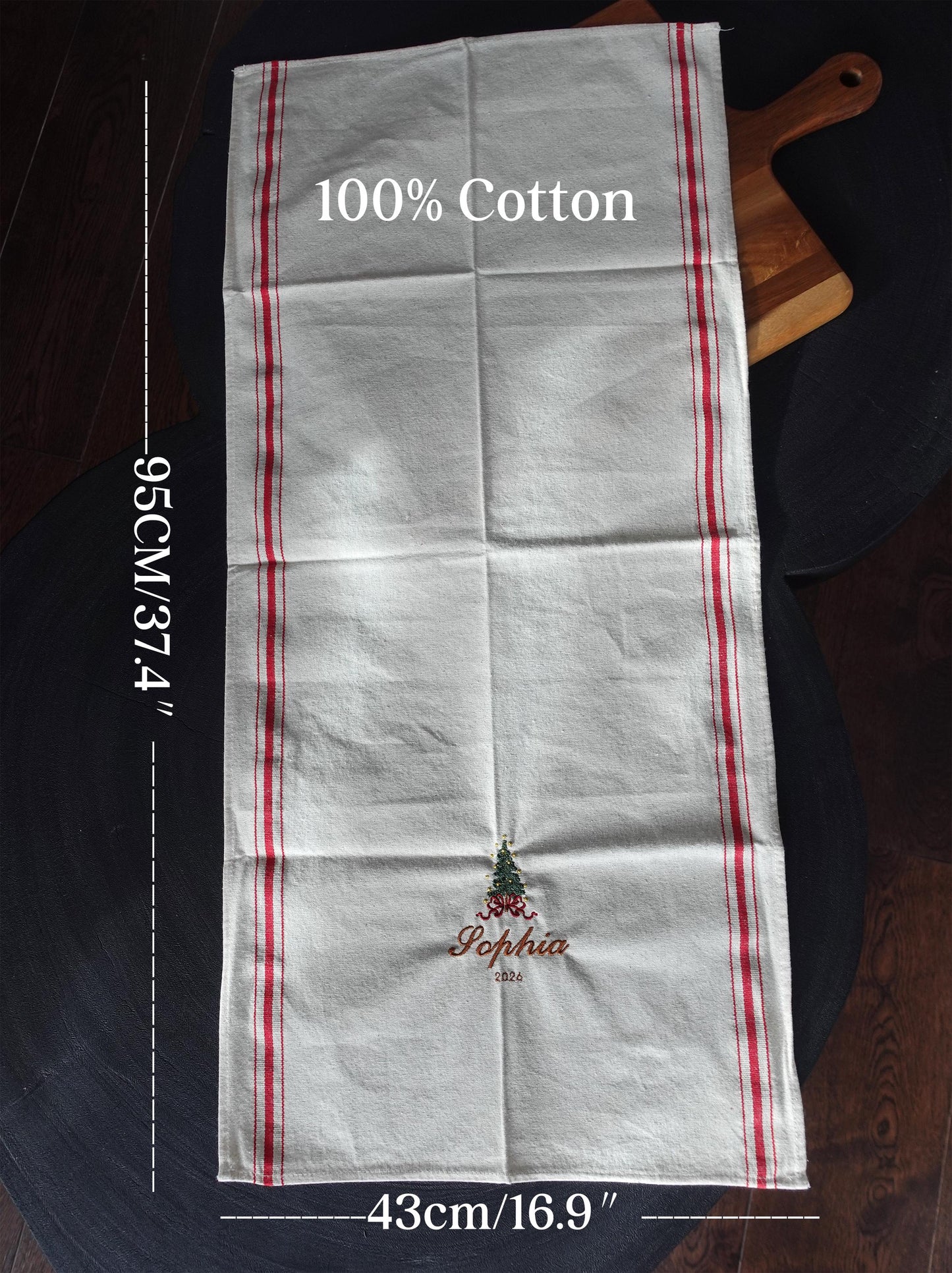 Personalized Embroidery Christmas Tea Towel