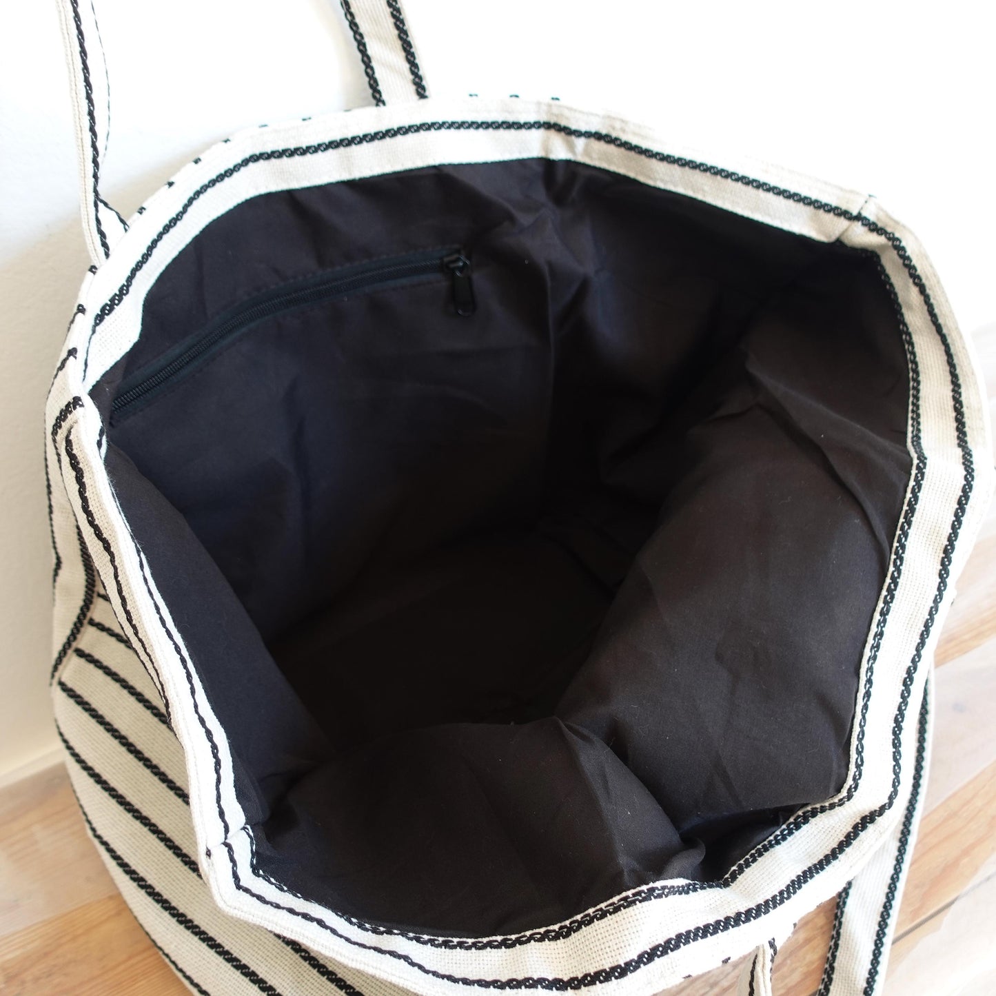 Embroidered initial tote bag, Oversize striped Tote Bag