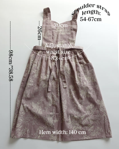 Personalized Floral Linen Apron Dress