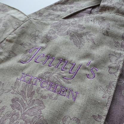 Personalized Floral Linen Apron Dress