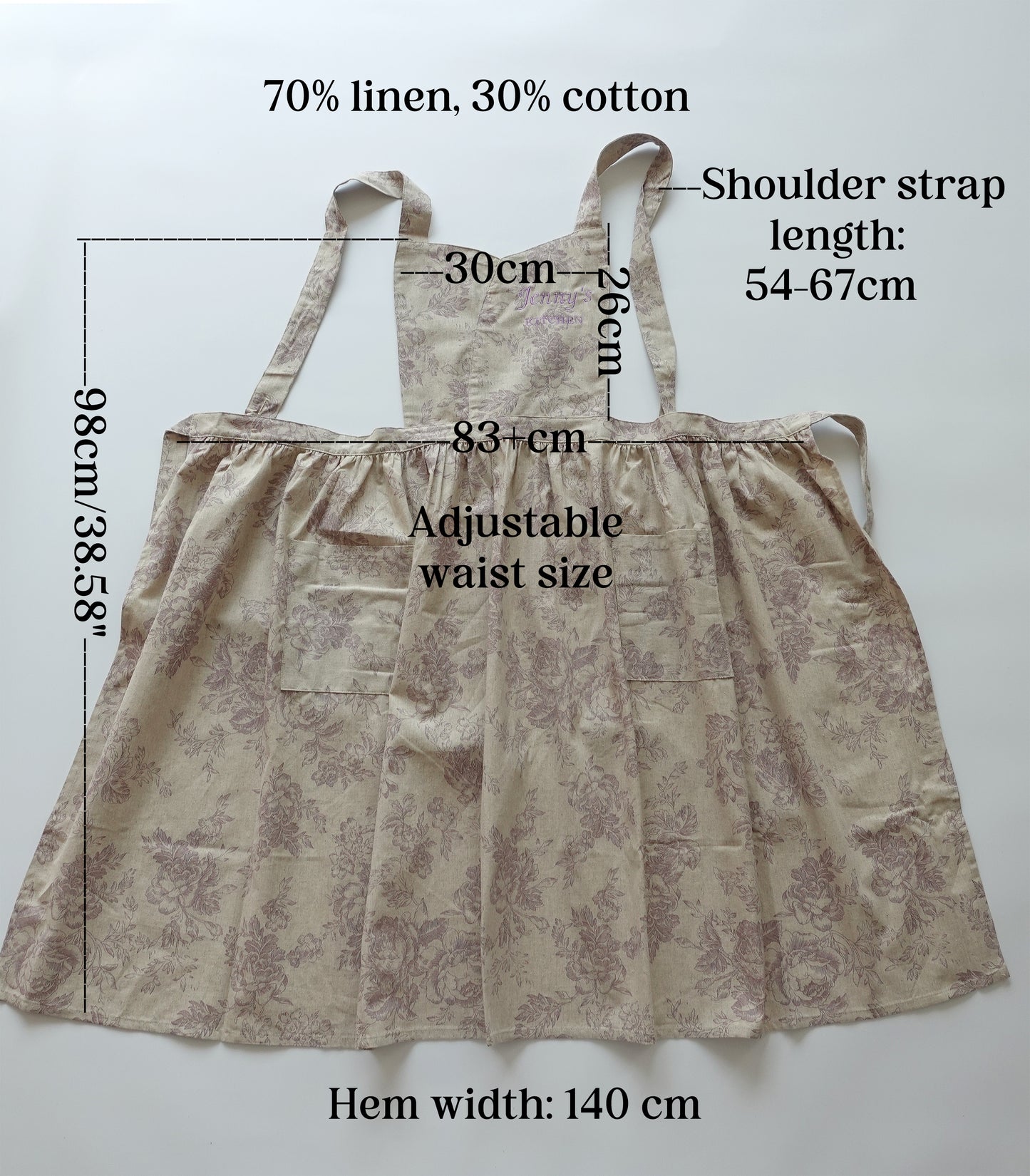 Personalized Floral Linen Apron Dress