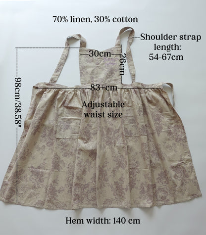 Personalized Floral Linen Apron Dress