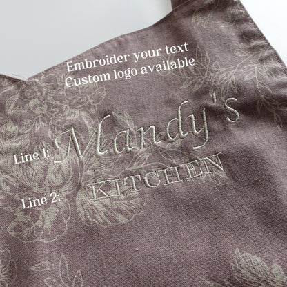 Personalized Floral Linen Apron Dress