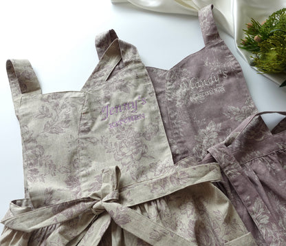 Personalized Floral Linen Apron Dress