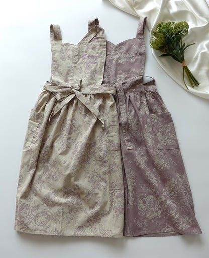 Personalized Floral Linen Apron Dress