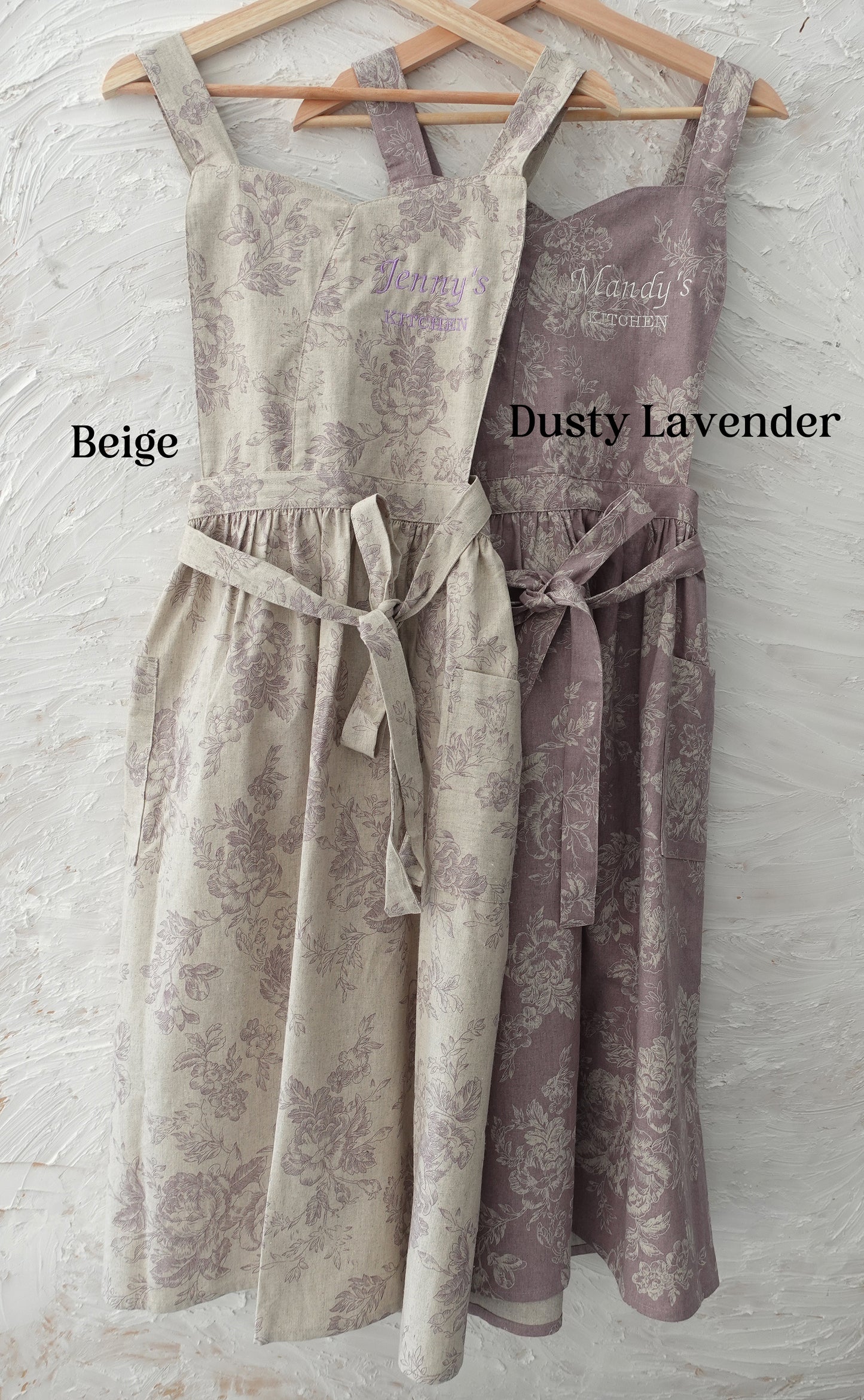 Personalized Floral Linen Apron Dress