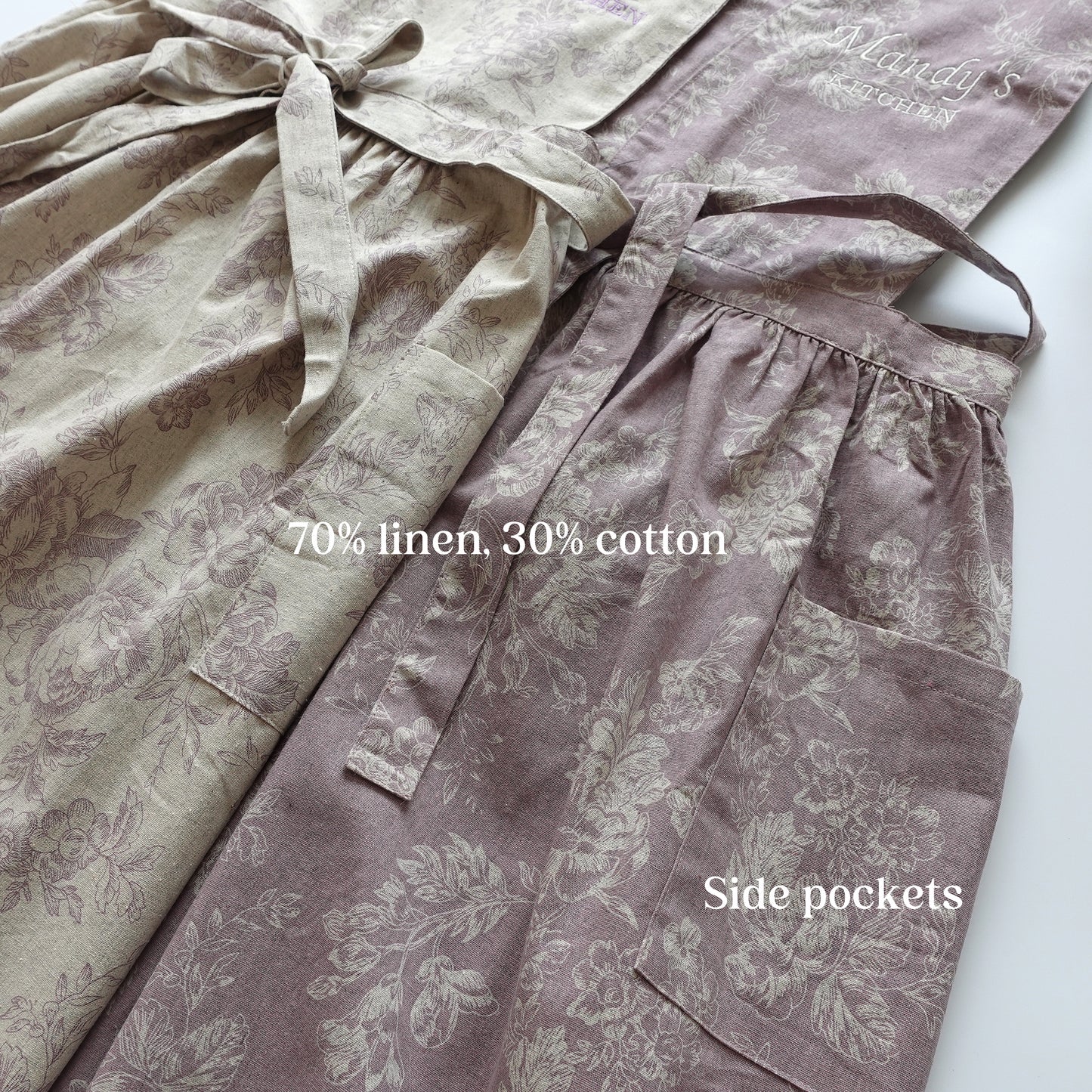 Personalized Floral Linen Apron Dress