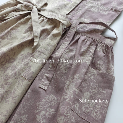 Personalized Floral Linen Apron Dress