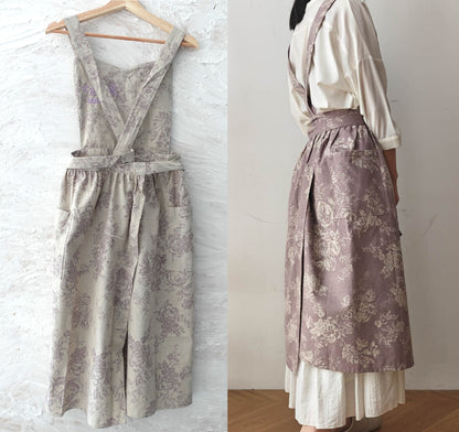 Personalized Floral Linen Apron Dress