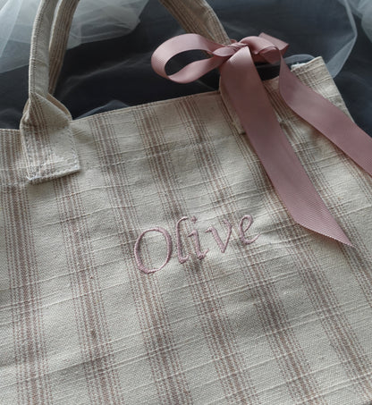 Personalised Striped Mini Tote, Country Vintage Style