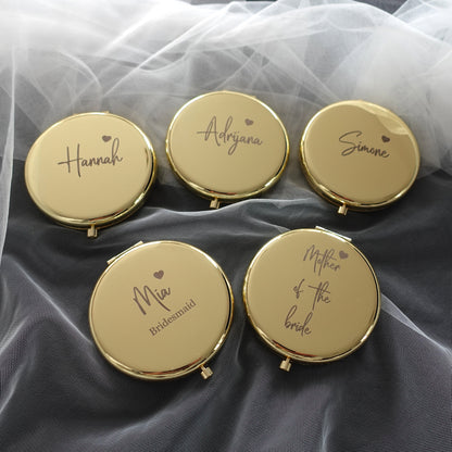 Personalised Compact Mirror, Custom Engraved Makeup Mirror