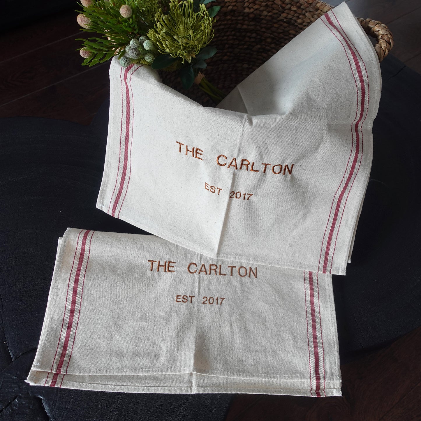 Personalized Embroidery Kitchen Tea Towel