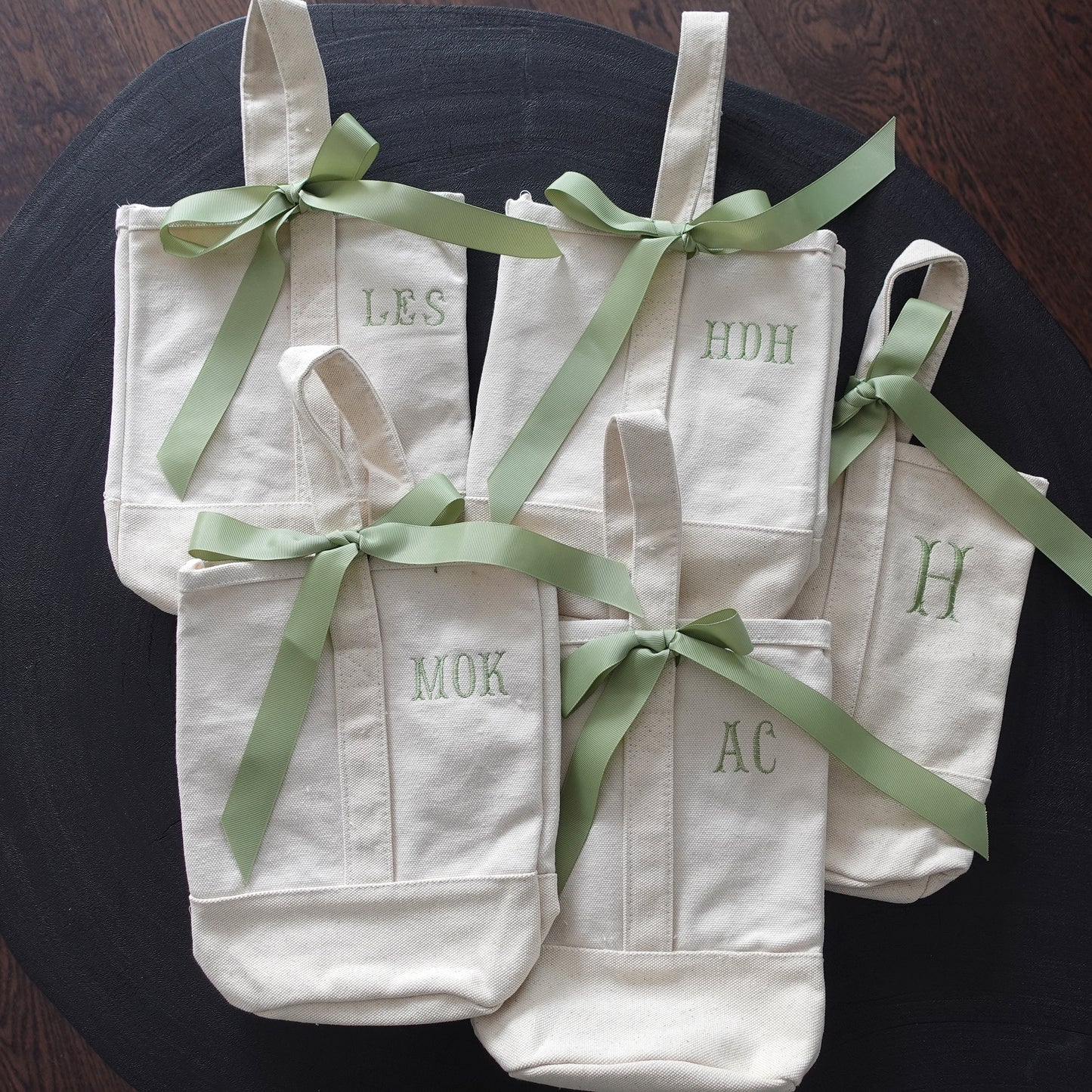 Custom Monogram Canvas Wine Tote