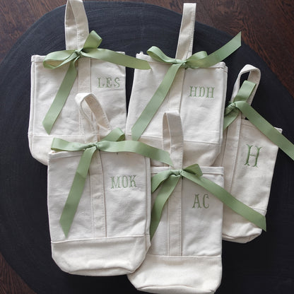 Custom Monogram Canvas Wine Tote