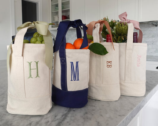 Custom Monogram Canvas Wine Tote