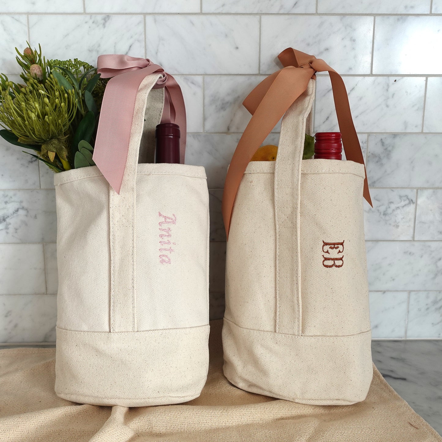 Tote + Tumbler Set, Personalized Wine Bag, Tote