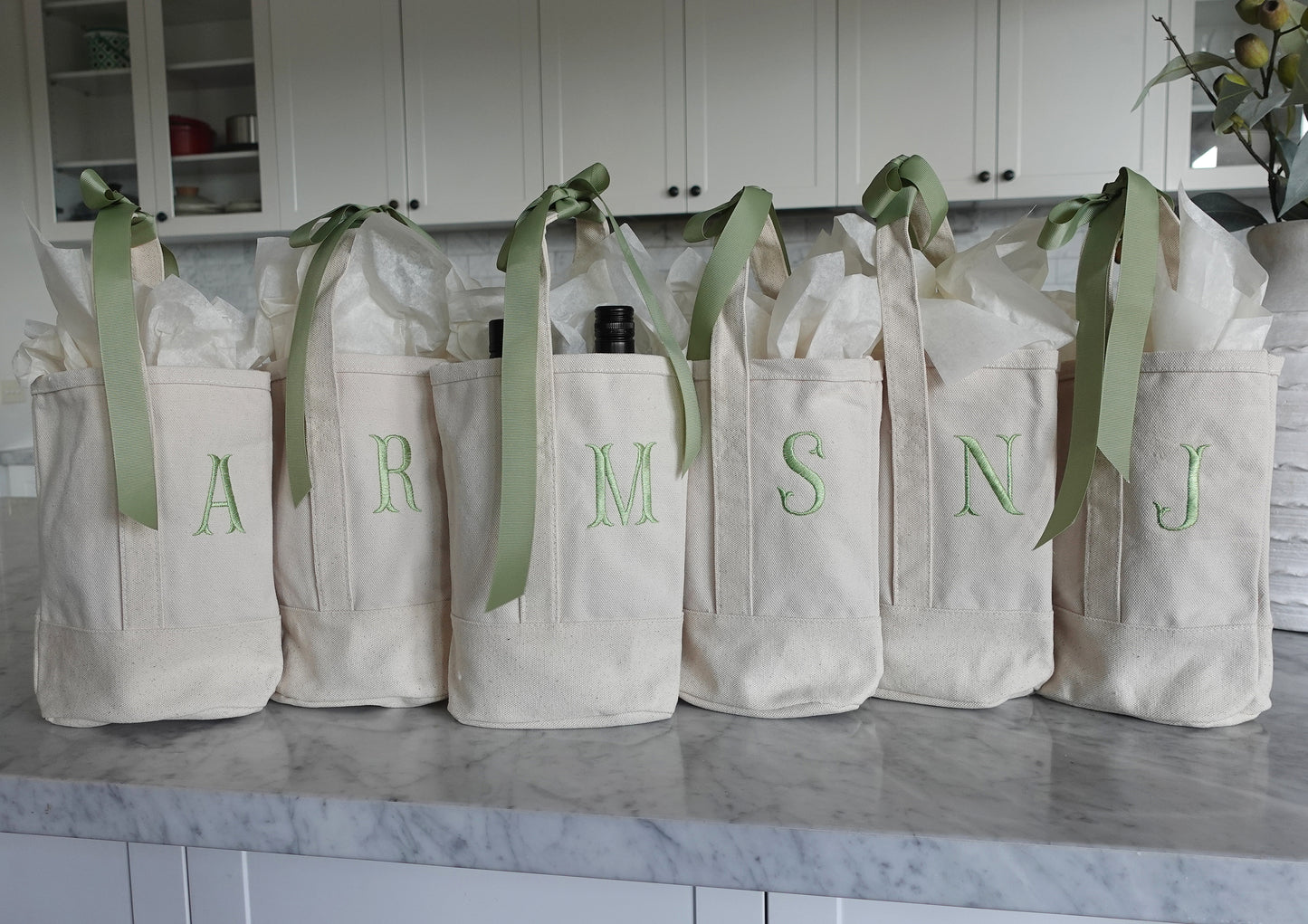 Custom Monogram Canvas Wine Tote