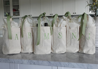 Custom Monogram Canvas Wine Tote