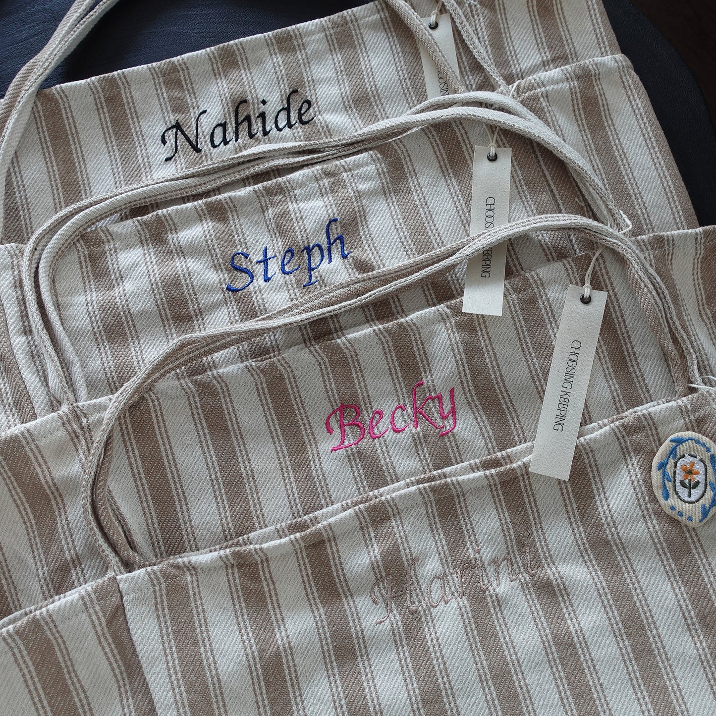 Personalized Striped Tote Bag