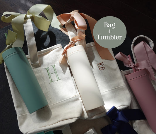Tote + Tumbler Set, Personalized Wine Bag, Tote