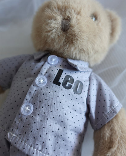 Personalised Pyjama Teddy Bear Plush, Custom Name Gift for Boy