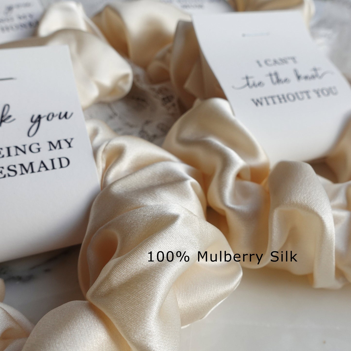Silk Hair Skinny Scrunchie, 100% Mulberry Silk  Hair Scrunchies , Bridesmaid Gifts,  Bachelorette Party Gifts , Bridesmaid Proposal, Wedding
