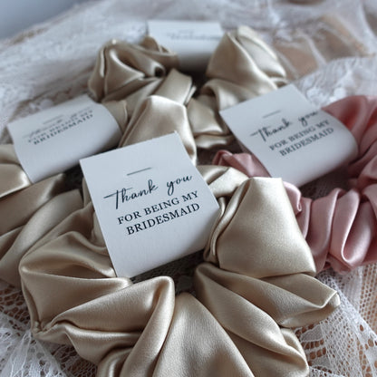 Silk Hair Skinny Scrunchie, 100% Mulberry Silk  Hair Scrunchies , Bridesmaid Gifts,  Bachelorette Party Gifts , Bridesmaid Proposal, Wedding