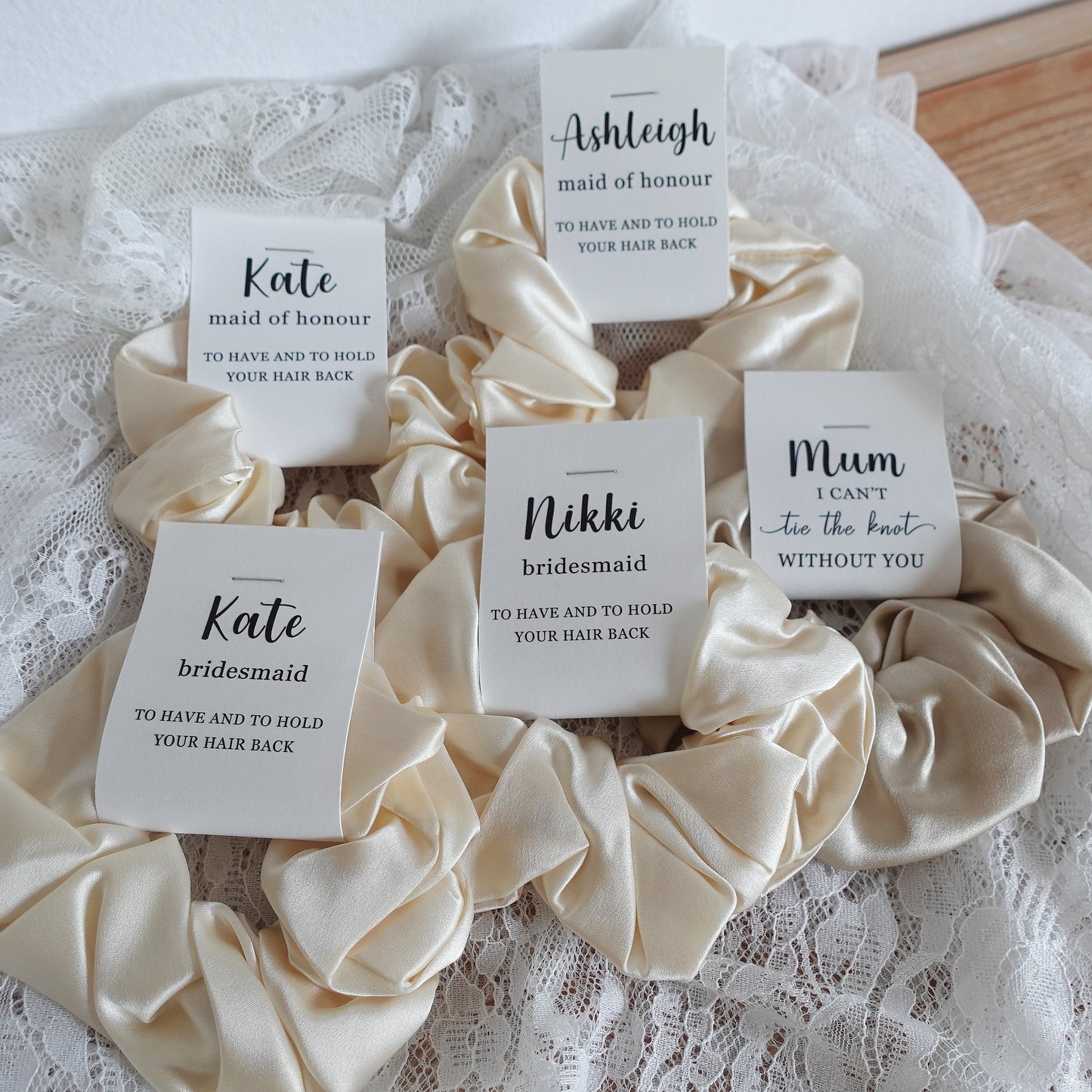 Silk Hair Skinny Scrunchie, 100% Mulberry Silk  Hair Scrunchies , Bridesmaid Gifts,  Bachelorette Party Gifts , Bridesmaid Proposal, Wedding