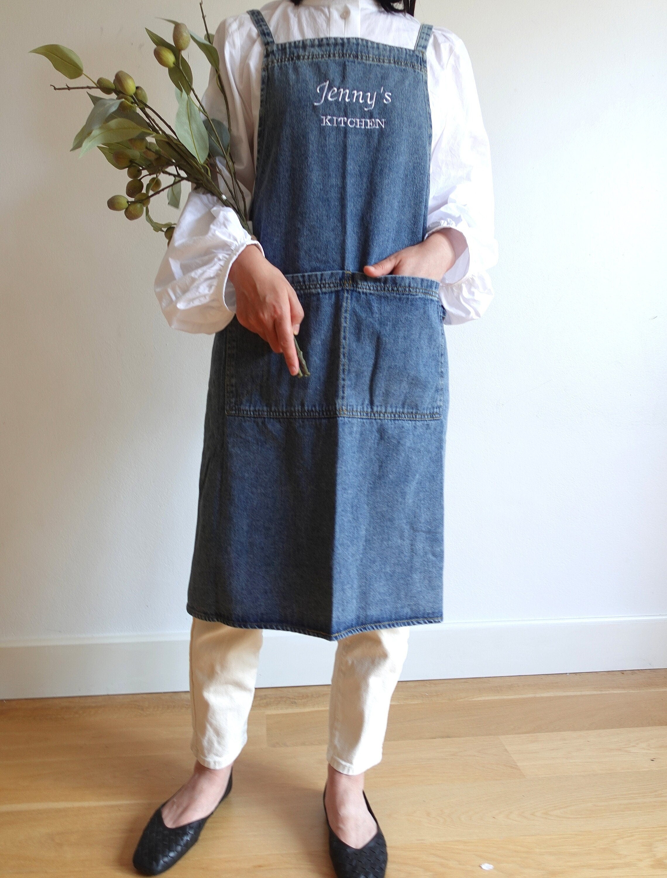 Denim apron Personalized outlets pinafore apron dress