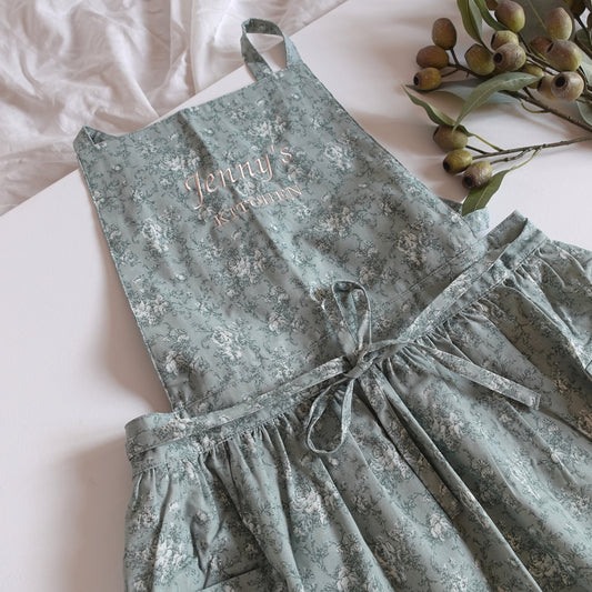 Personalized Embroidered Floral Apron Dress