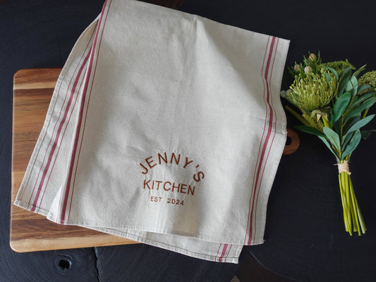 Personalized Embroidery Kitchen Tea Towel