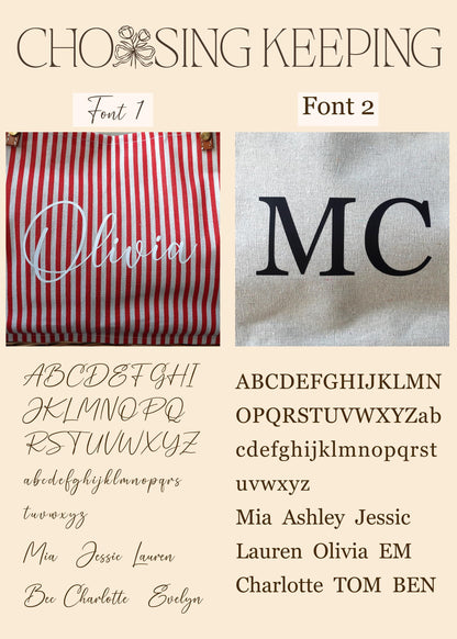 Customized striped Linen Rattan Bag, Leather Handle,