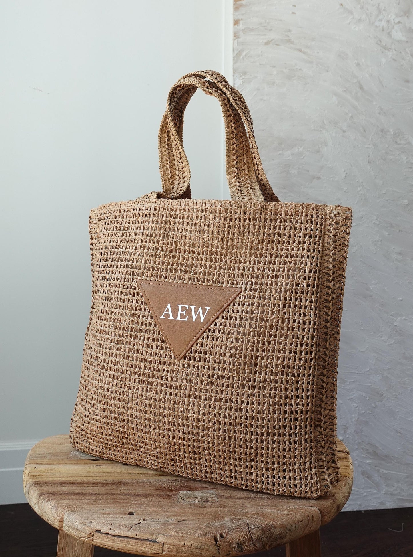 Personalized Woven Straw Tote Bag