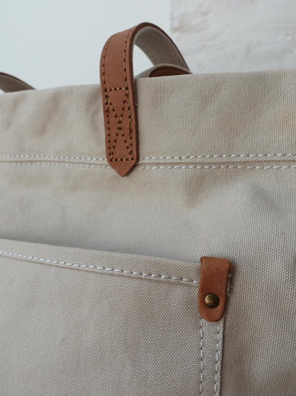 Personalized Unisex Canvas Tote Crossbody Bag with Leather Handles