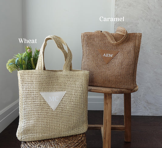 Personalized Woven Straw Tote Bag