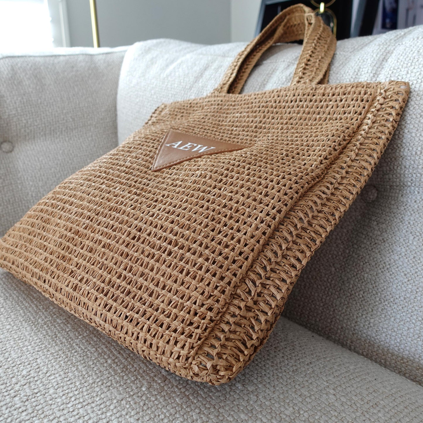 Personalized Woven Straw Tote Bag