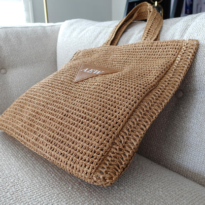 Personalized Woven Straw Tote Bag