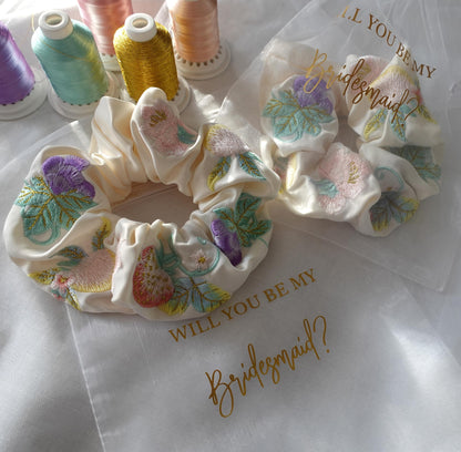 Embroidered Hair Scrunchie