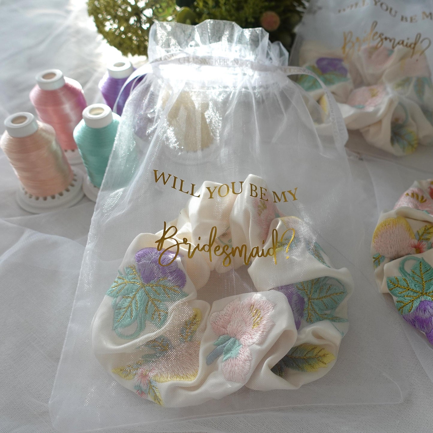 Embroidered Hair Scrunchie