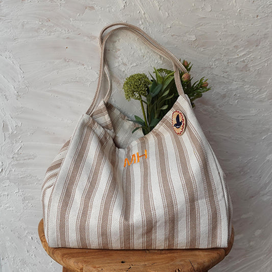 Personalized Striped Tote Bag