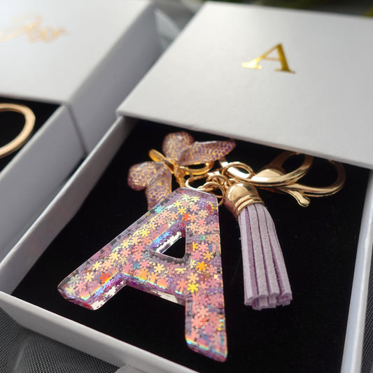 Custom Handmade Resin Letter Keychain
