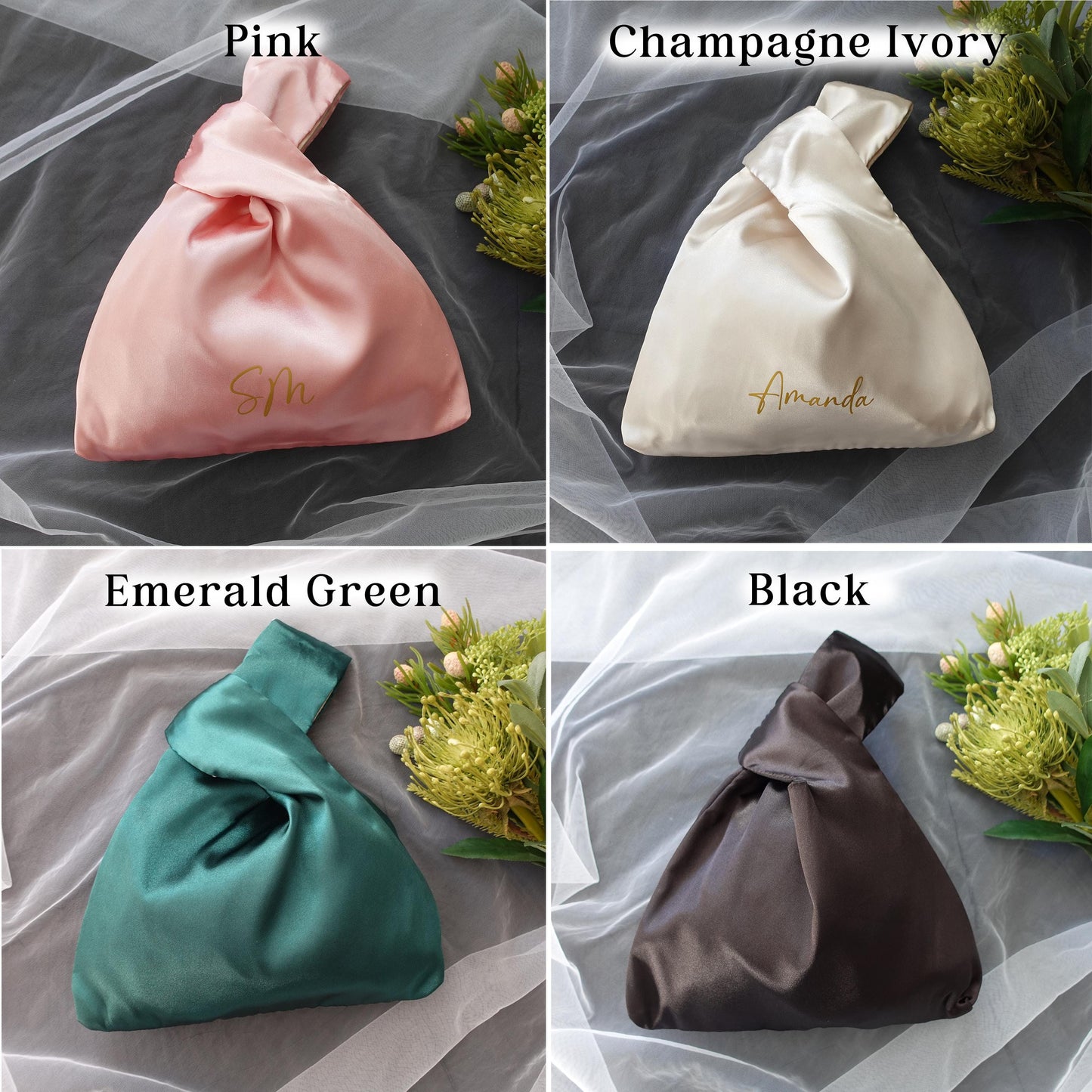 Personalized Mini Silk Knot Bag